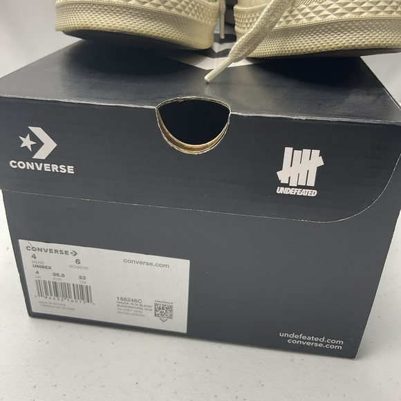 Converse X Undefeated Sneakers Chuck 70 All-Stars Hi Black Ivory Men 4 Wo's 6 - Picture 2 of 11